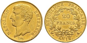 20 Franc First French Empire (1804-1814) Gold Napoleon (1769 - 1821)