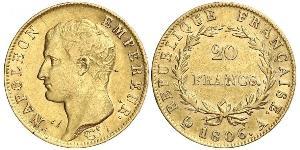 20 Franc First French Empire (1804-1814) Gold Napoleon (1769 - 1821)