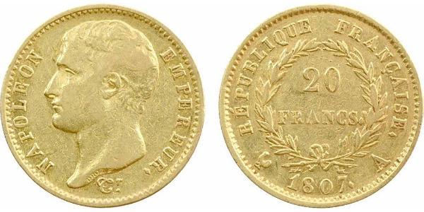 20 Franc First French Empire (1804-1814) Gold Napoleon (1769 - 1821)