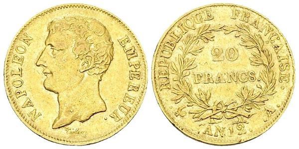 20 Franc First French Empire (1804-1814) Gold Napoleon (1769 - 1821)