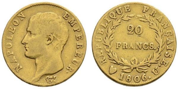20 Franc First French Empire (1804-1814) Gold Napoleon (1769 - 1821)