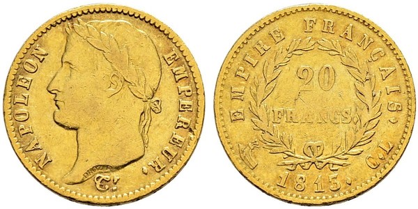 20 Franc First French Empire (1804-1814) Gold Napoleon (1769 - 1821)