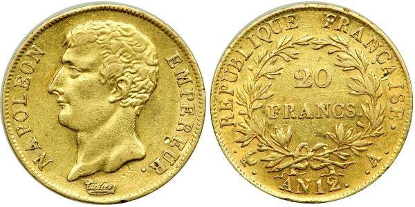 20 Franc First French Empire (1804-1814) Gold Napoleon (1769 - 1821)