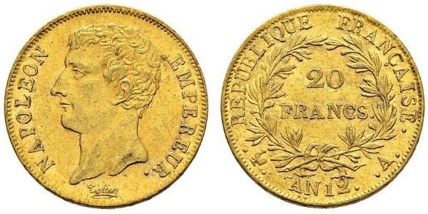 20 Franc First French Empire (1804-1814) Gold Napoleon (1769 - 1821)