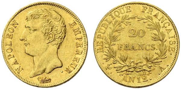 20 Franc First French Empire (1804-1814) Gold Napoleon (1769 - 1821)