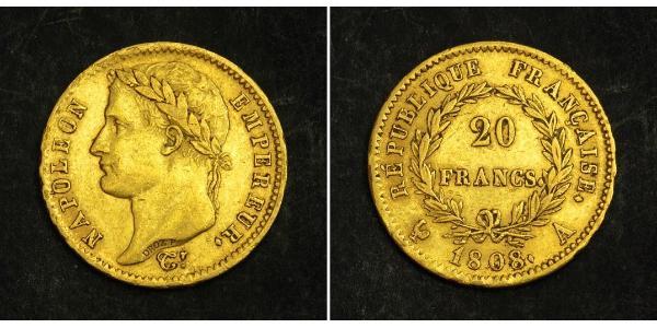 20 Franc First French Empire (1804-1814) Gold Napoleon (1769 - 1821)