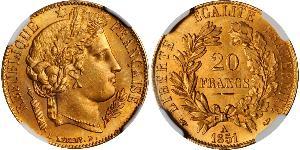 20 Franc French Second Republic (1848-1852) Gold 