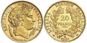 20 Franc French Second Republic (1848-1852) Gold 