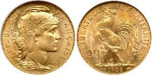 20 Franc French Third Republic (1870-1940)  Gold 