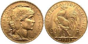 20 Franc French Third Republic (1870-1940)  Gold 