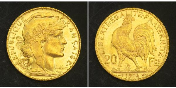 20 Franc French Third Republic (1870-1940)  Gold 