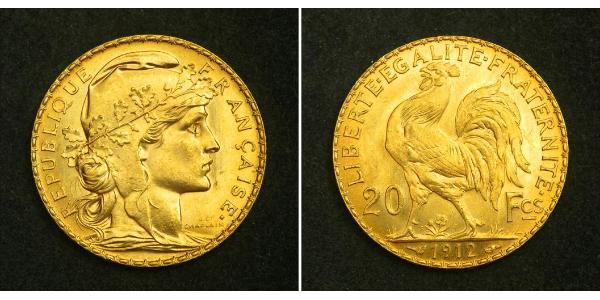 20 Franc French Third Republic (1870-1940)  Gold 