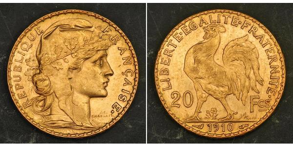 20 Franc French Third Republic (1870-1940)  Gold 