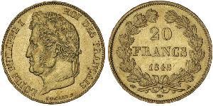 20 Franc July Monarchy (1830-1848) Gold Louis Philippe I of France (1773 -1850)