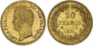 20 Franc July Monarchy (1830-1848) Gold Louis Philippe I of France (1773 -1850)