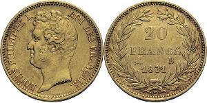 20 Franc July Monarchy (1830-1848) Gold Louis Philippe I of France (1773 -1850)