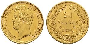 20 Franc July Monarchy (1830-1848) Gold Louis Philippe I of France (1773 -1850)