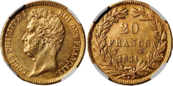 20 Franc July Monarchy (1830-1848) Gold Louis Philippe I of France (1773 -1850)