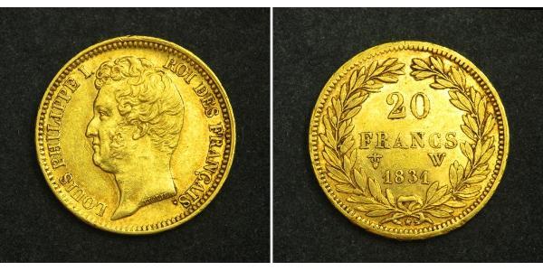 20 Franc July Monarchy (1830-1848) Gold Louis Philippe I of France (1773 -1850)