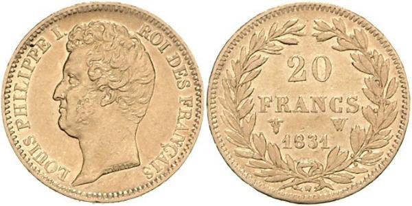 20 Franc July Monarchy (1830-1848) Gold Louis Philippe I of France (1773 -1850)