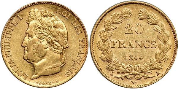 20 Franc July Monarchy (1830-1848) Gold Louis Philippe I of France (1773 -1850)