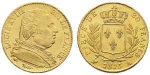 20 Franc Kingdom of France (1815-1830) Gold Louis XVIII of France (1755-1824)