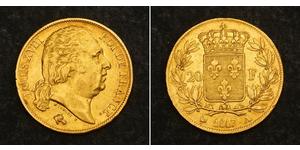 20 Franc Kingdom of France (1815-1830) Gold Louis XVIII of France (1755-1824)