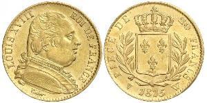 20 Franc Kingdom of France (1815-1830) Gold Ludwig XVIII (1755-1824)