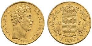 20 Franc Kingdom of France (1815-1830) Gold Charles X of France (1757-1836)