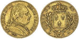 20 Franc Kingdom of France (1815-1830) Gold Louis XVIII of France (1755-1824)