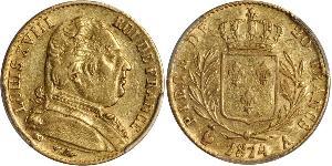 20 Franc Kingdom of France (1815-1830) Gold Louis XVIII of France (1755-1824)