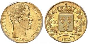 20 Franc Kingdom of France (1815-1830) Gold Karl X. von Frankreich (1757-1836)