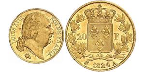 20 Franc Kingdom of France (1815-1830) Gold Ludwig XVIII (1755-1824)