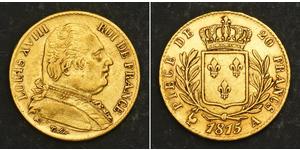 20 Franc Kingdom of France (1815-1830) Gold Louis XVIII of France (1755-1824)