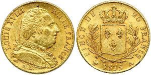 20 Franc Kingdom of France (1815-1830) Gold Louis XVIII of France (1755-1824)