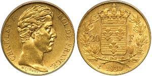 20 Franc Kingdom of France (1815-1830) Gold Karl X. von Frankreich (1757-1836)