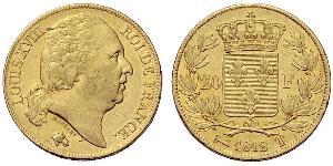 20 Franc Kingdom of France (1815-1830) Gold Louis XVIII of France (1755-1824)