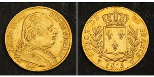 20 Franc Kingdom of France (1815-1830) Gold Louis XVIII of France (1755-1824)