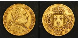 20 Franc Kingdom of France (1815-1830) Gold Louis XVIII of France (1755-1824)