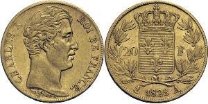 20 Franc Kingdom of France (1815-1830) Gold Charles X of France (1757-1836)