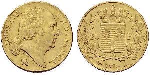 20 Franc Kingdom of France (1815-1830) Gold Louis XVIII of France (1755-1824)