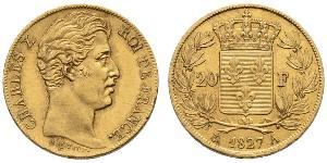 20 Franc Kingdom of France (1815-1830) Gold Charles X of France (1757-1836)