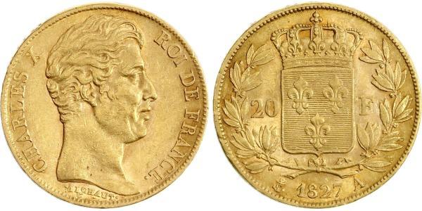 20 Franc Kingdom of France (1815-1830) Gold Charles X of France (1757-1836)