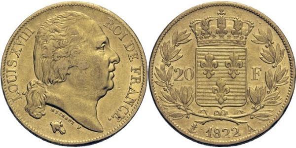 20 Franc Kingdom of France (1815-1830) Gold Ludwig XVIII (1755-1824)