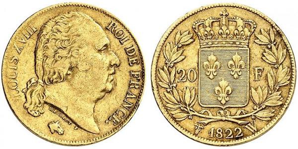 20 Franc Kingdom of France (1815-1830) Gold Ludwig XVIII (1755-1824)
