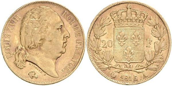 20 Franc Kingdom of France (1815-1830) Gold Ludwig XVIII (1755-1824)