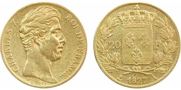 20 Franc Kingdom of France (1815-1830) Gold Karl X. von Frankreich (1757-1836)