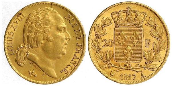 20 Franc Kingdom of France (1815-1830) Gold Ludwig XVIII (1755-1824)