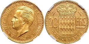 20 Franc Monaco Gold Rainier III, Prince of Monaco