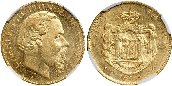 20 Franc Monaco Gold Charles III Prince of Monaco (1818-1889)
